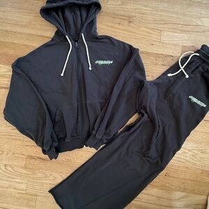 One Active Black Hoodie and Sweatpants Set